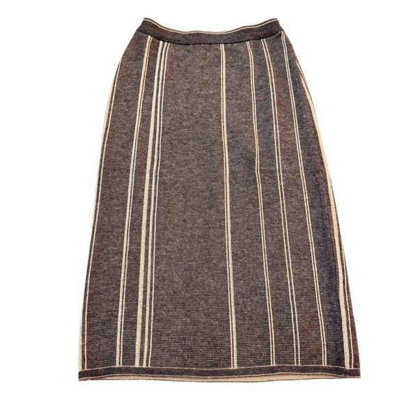 Bruestle Wool Lined Skirt A-Line Grey Striped SZ6 Made in Germany - Picture 1 of 6